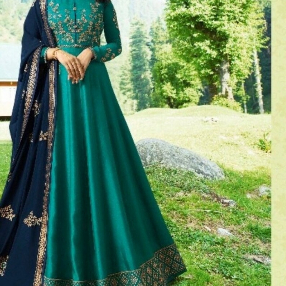 Indian dress 3 pieces Long party wear gown in silk